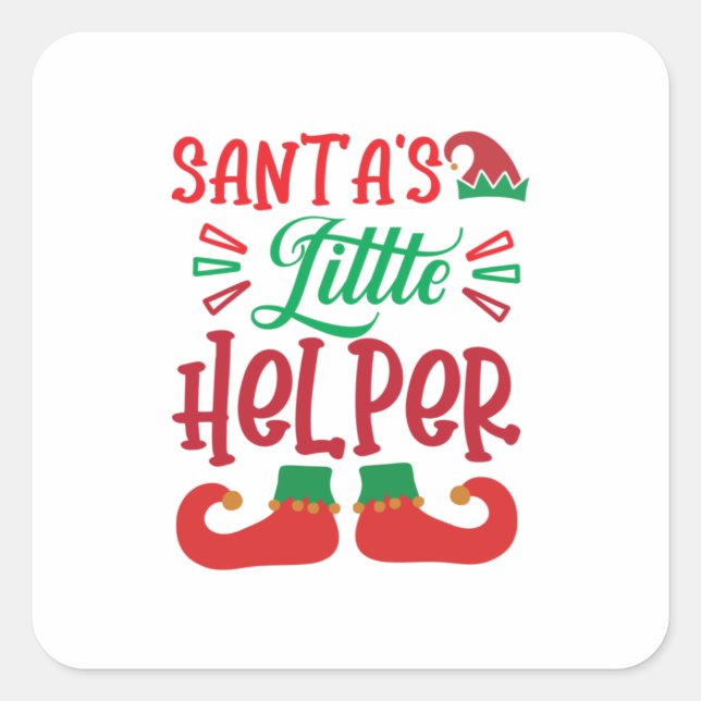 Adesivo Quadrado Merry Xmas Santa Little Helper (Frente)