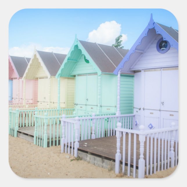Adesivo Quadrado Mersea Island Beach Huts (Frente)