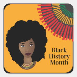 Adesivo Quadrado Mês da História Negra, Mulher Negra, Raios do Sol
