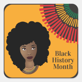 Adesivo Quadrado Mês da História Negra, Mulher Negra, Raios do Sol