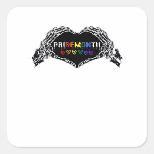 Adesivo Quadrado Mês Skeleton Heart Mãos LGBTQIA