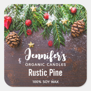 Adesivo Quadrado Mesa de Natal russa com Pine e Neve e Biz