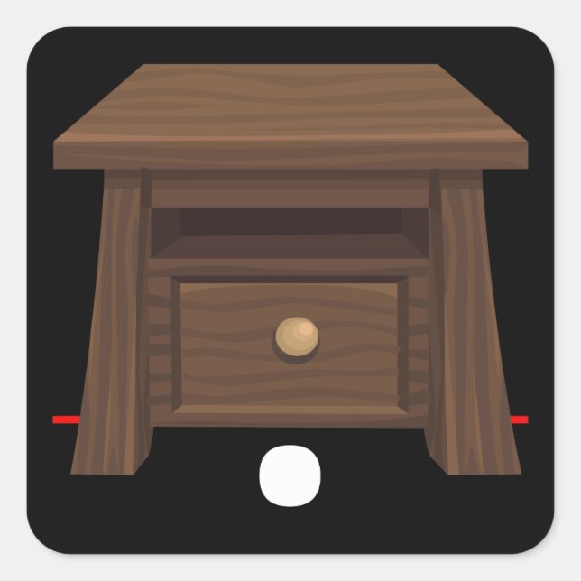 Adesivo Quadrado Mesa lateral de madeira para móveis reluzíveis (Frente)