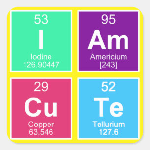 Adesivo Quadrado Mesa periódica química de elementos: IAm CuTe