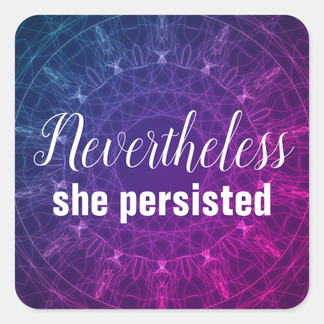 Adesivo Quadrado MESMO ASSIM PERSISTIU O Roxo de Citação das Mulher (Frente)