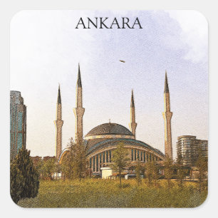 Adesivo Quadrado Mesquita Clássica de Ancara Turquia Kocatepe