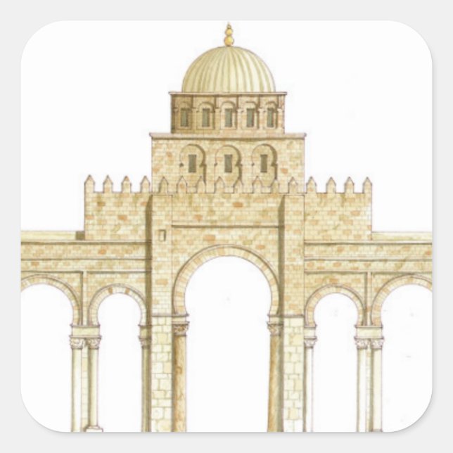 Adesivo Quadrado Mesquita de Uqba. Kairouan Tunísia. Façade (Frente)