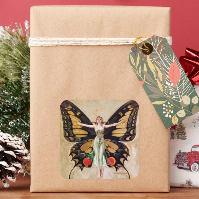 Adesivo Quadrado Metamorfose da Flapper para a Borboleta 1922 (Feriado)