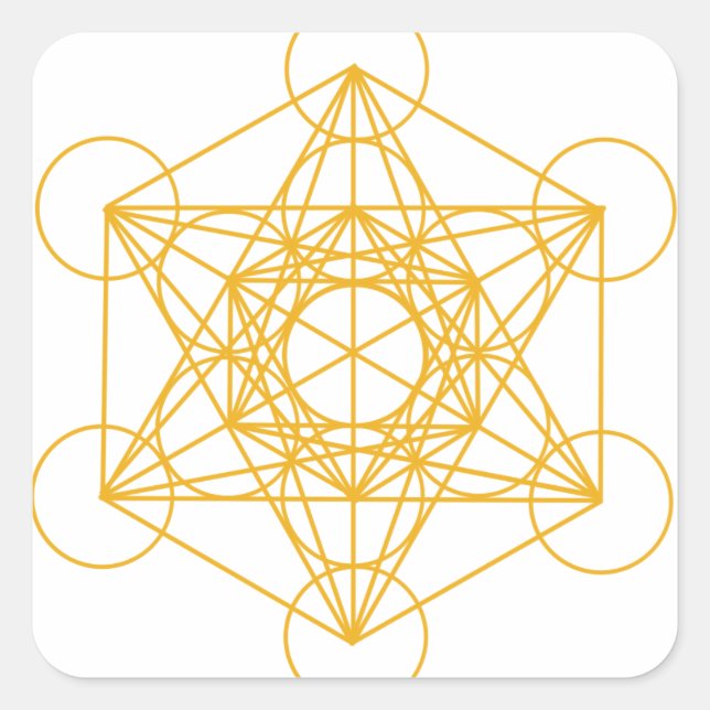 Adesivo Quadrado Metatron Cube Dourado (Frente)