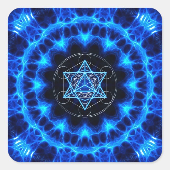 Adesivo Quadrado Metatrons cubo - Merkaba estrela Tetraeder - (Frente)