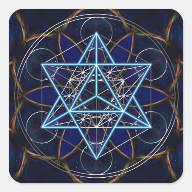 Adesivo Quadrado Metatrons cubo - Merkaba estrela Tetraeder - (Frente)