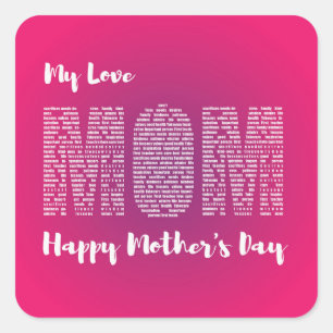 Adesivo Quadrado Meu amor Minha mãe Feliz dia de as mães T-Shirt