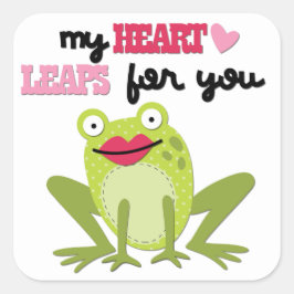 Adesivo Quadrado Meu Coração Salta o Sapo Namorados Verde