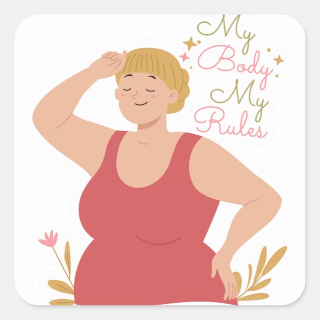 Adesivo Quadrado Meu Corpo Minhas Regras (Frente)