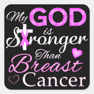 Adesivo Quadrado Meu DEUS é mais forte que o Cancer da mama