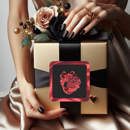 Adesivo Quadrado Meu Doce Namorados Vermelho Brilhante, Coletor Qua