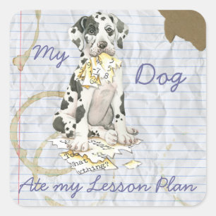 Adesivo Quadrado Meu great dane comeu meu plano de aula