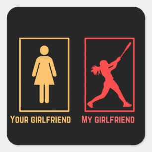 Adesivo Quadrado Meu namorada vs seu namorada I Baseball