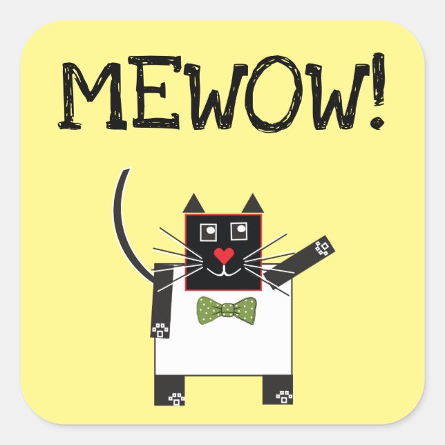 Adesivo Quadrado MEWOWOSTICKERS Square Cat Stickers (Frente)