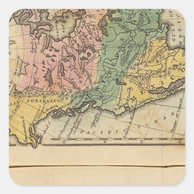 Adesivo Quadrado México, Guatemala, WI, América do Norte (Frente)