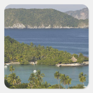Adesivo Quadrado México, Guerrero, Zihuatanejo. Praia Las Gatas-