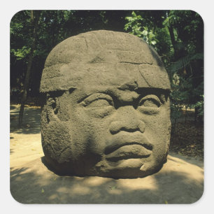 Adesivo Quadrado México, Villahermosa, cabeça gigante Olmec, La V