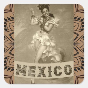 Adesivo Quadrado MEXICO Vintage Art - Viagem -