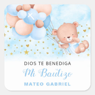 Adesivo Quadrado Mi Bautizo Espanhol Baptism Favorece Sticker Quadr