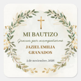 Adesivo Quadrado Mi Bautizo Stickers Personalized Baptism Labels