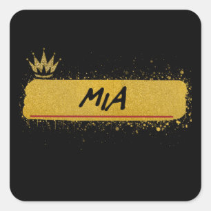 Adesivo Quadrado Mia First Name Glitter Queen Dourada