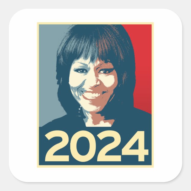 Adesivo Quadrado Michelle Obama 2024 (Frente)