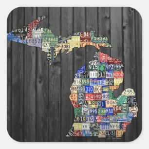 Adesivo Quadrado Michigan Counties License Plate Art Sticker