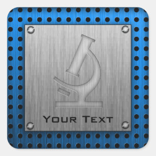 Adesivo Quadrado Microscópio; Metal-olhar