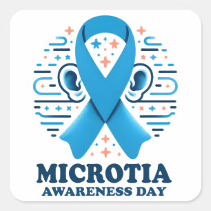 Adesivo Quadrado Microtia Consciência Dia Nacional Fita Azul
