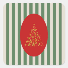 Adesivo Quadrado Mid century christmas tree with Golden star