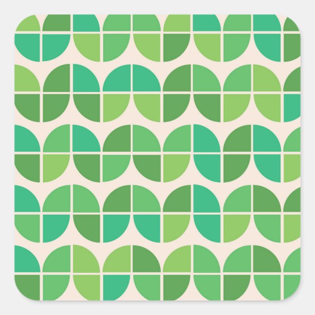 Adesivo Quadrado  Mid Century Modern  Pattern with geometric green  (Frente)