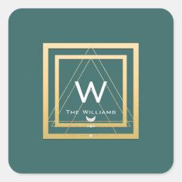 Adesivo Quadrado Mídia geométrica do quadro do Ouro Monograma Minim