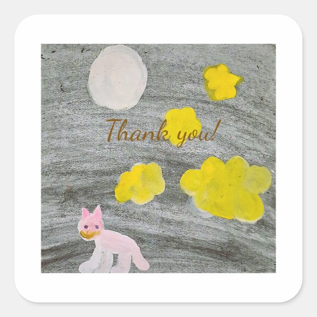 Adesivo Quadrado Midnight Kitty Adventure  (Frente)