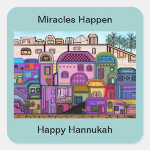 Adesivo Quadrado Milagres Acontecem Hannukah Stickers