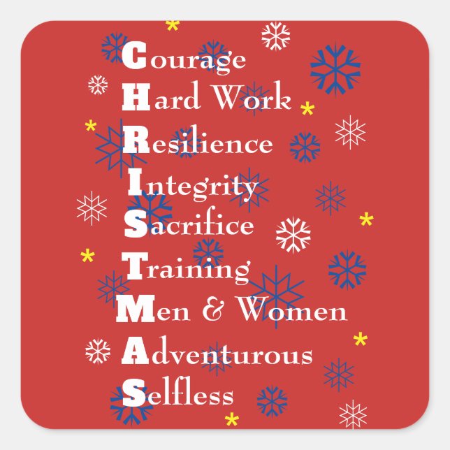 Adesivo Quadrado Militar de Natal Personalizável (Frente)