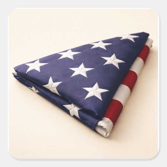 Adesivo Quadrado Military Folded American Flag Patriotic (Frente)