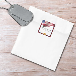 Adesivo Quadrado Military Retirement Flag Gold Crest