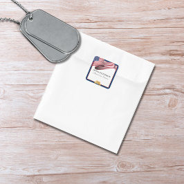 Adesivo Quadrado Military Retirement Flag Gold Crest