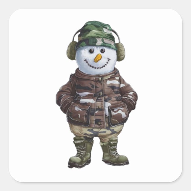 Adesivo Quadrado Military Snowman (Frente)