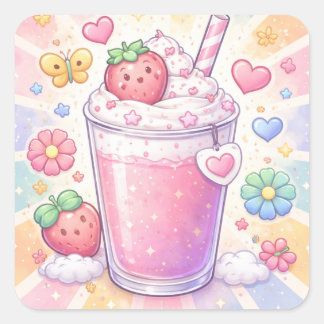 Adesivo Quadrado Milkshake Sonhos de Morango