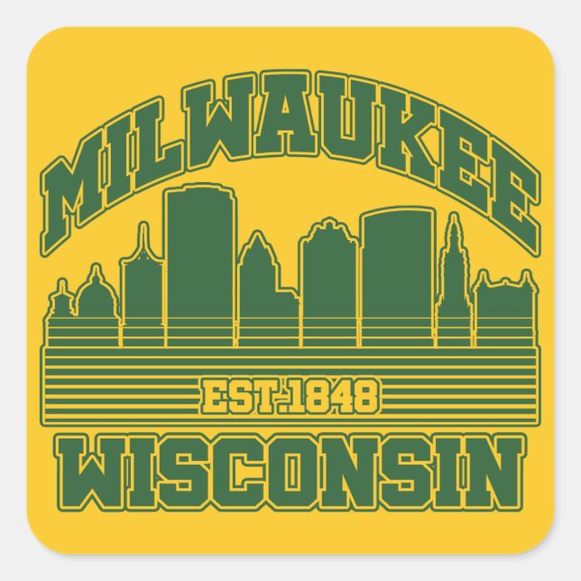 Adesivo Quadrado Milwaukee, Wisconsin (Frente)