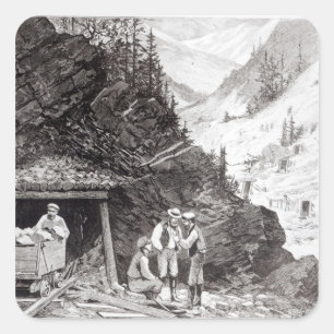 Adesivo Quadrado Mineração do ouro e da prata