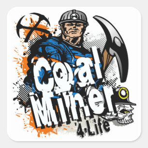 ADESIVO QUADRADO MINERADOR DE CARVÃO 4 VIDA