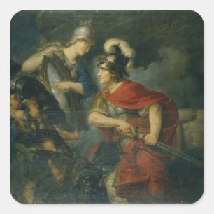 Adesivo Quadrado Minerva que mostra lhe a inveja no protetor