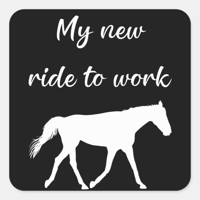 Adesivo Quadrado Minha Nova Viagem para Trabalhar com Engraçado Cav (Frente)